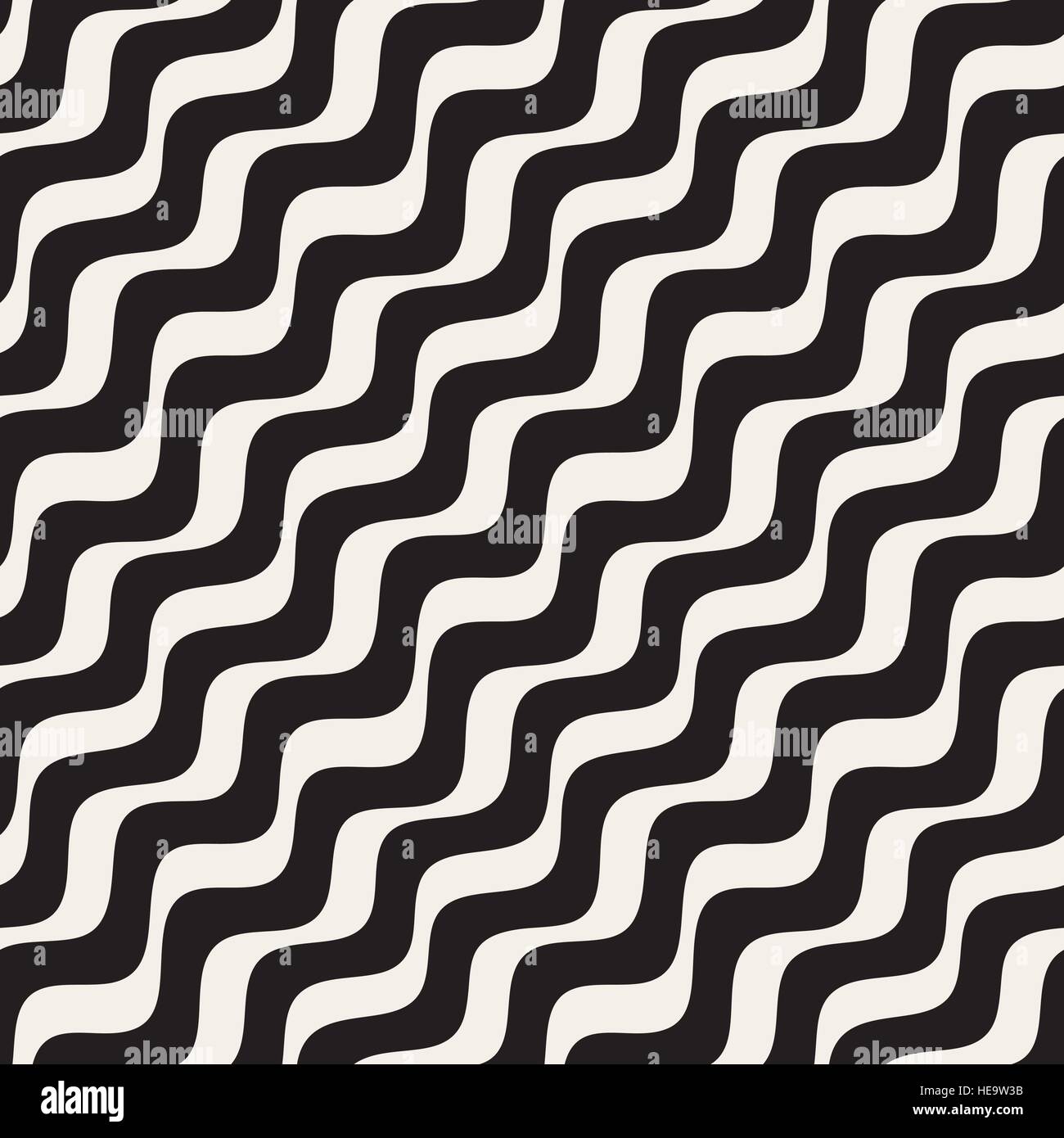 Vector Seamless Black and White Hand Drawn Diagonal Wavy Lines Pattern ...