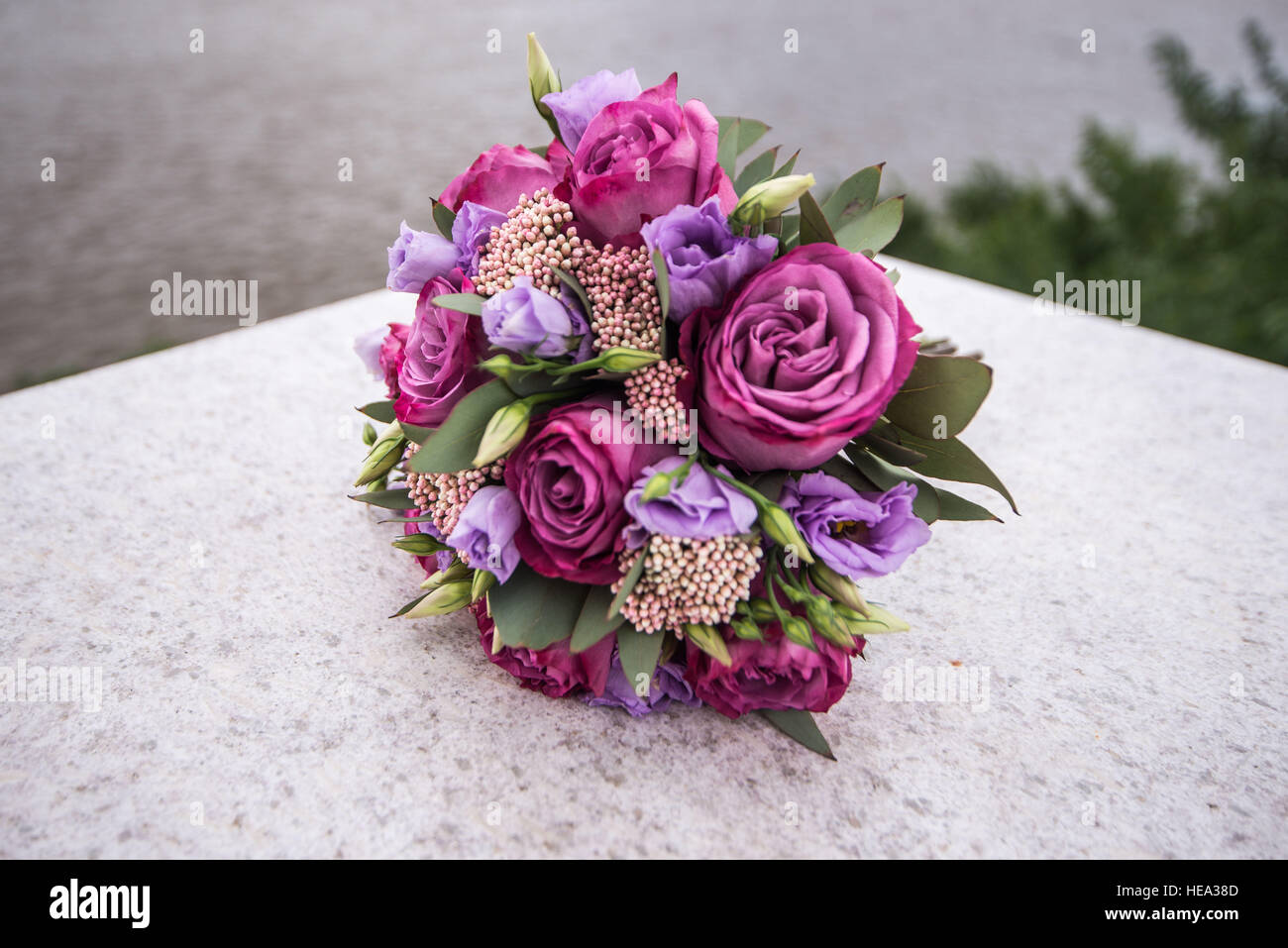 bridal bouquet with red flowers Stock Photo