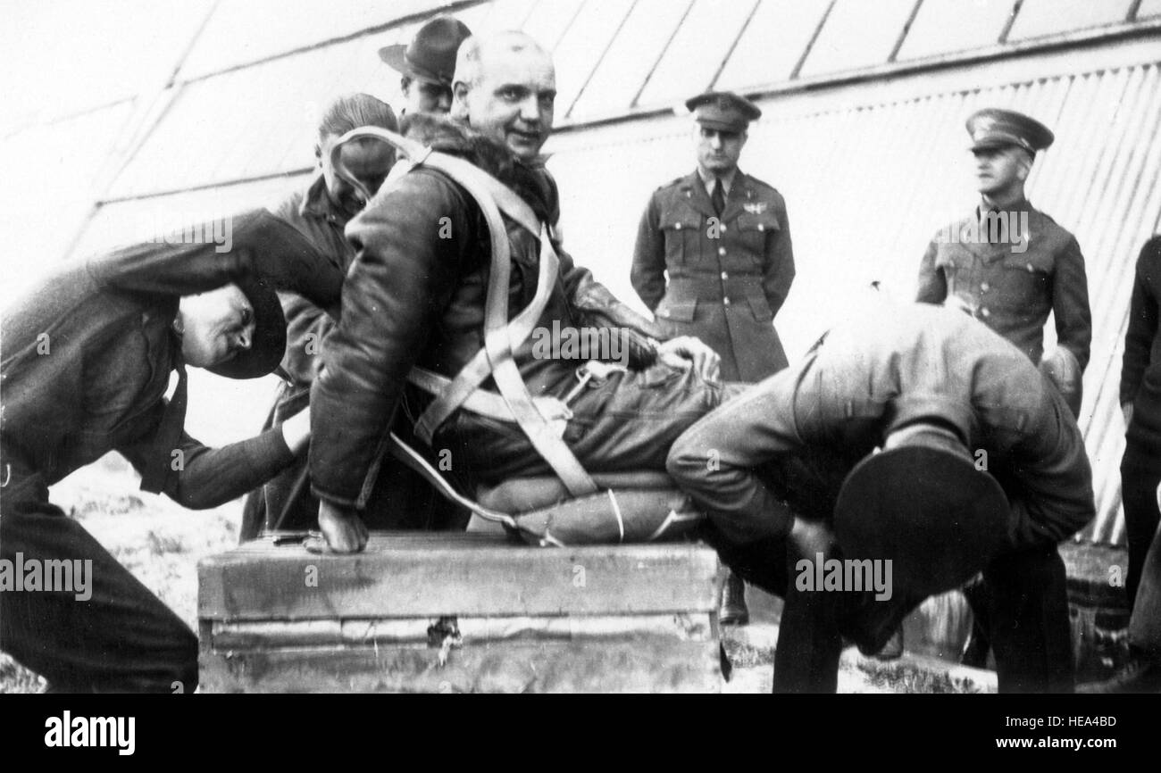 Capt Gray preparing for balloon altitude record Stock Photo - Alamy