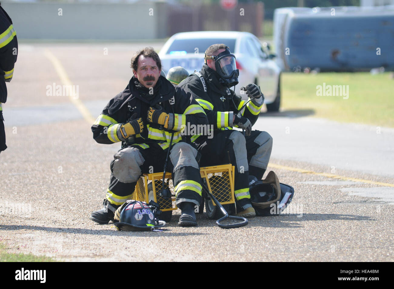David Cleland and Staff Sgt. Nicholas Fasola, Keesler firefighters
