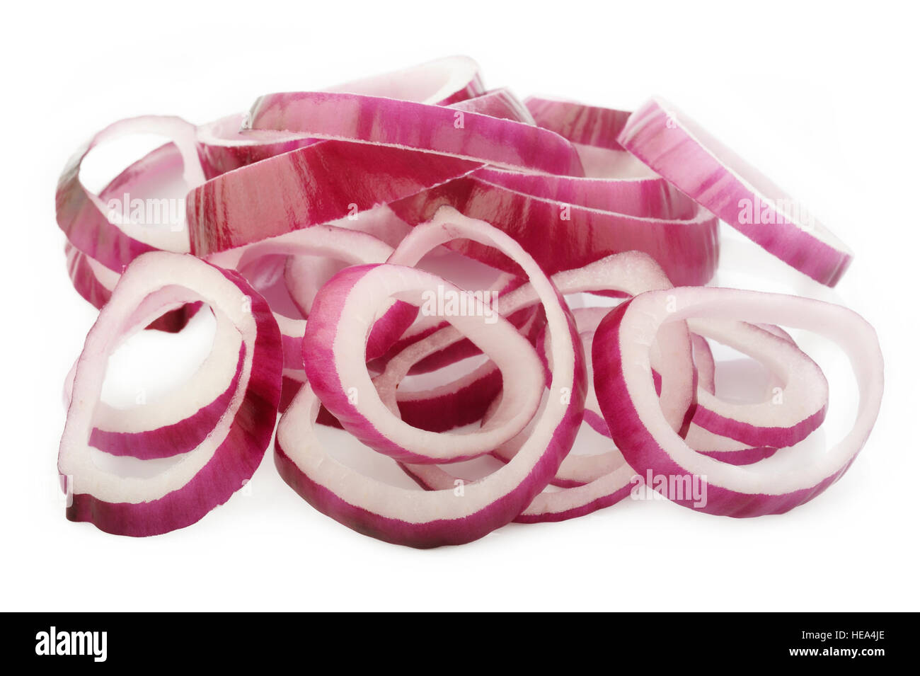 Sliced red onion on white background Stock Photo