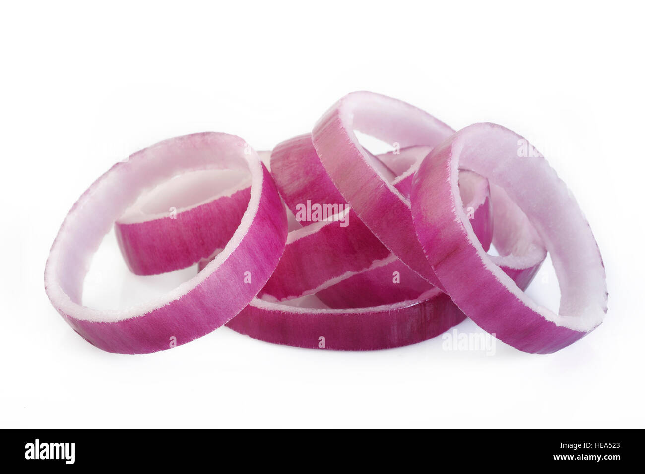 Sliced red onion on white background Stock Photo