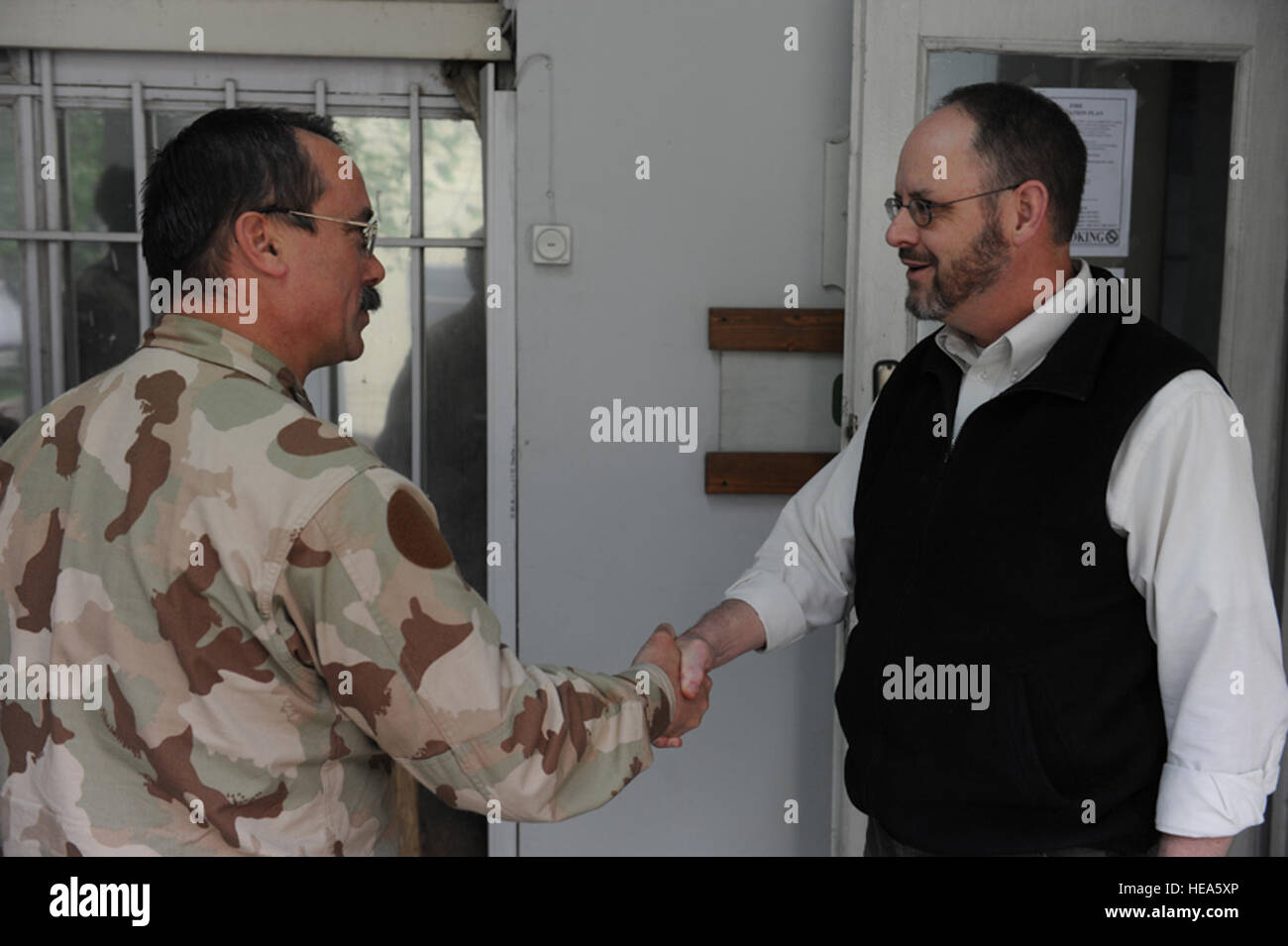 100516-F-5561D-001 Kabul - Hungarian Chief of Staff Gen. Laszlo Tombol meets Dr. Jack D. Kem, Deputy to the Commander, NATO Training Mission - Afghanistan (NTM-A) / Combined Security Transition Command - Afghanistan (CSTC-A) at Camp Eggers on May 16, 2010. Gen. Tombol visited Camp Eggers to attend an operations brief. Senior Airman Matt Davis) Stock Photo