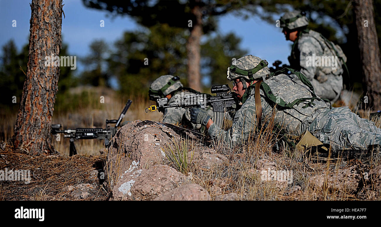 Security Forces airmen from F.E. Warren Air Force Base, Wyo., scan the