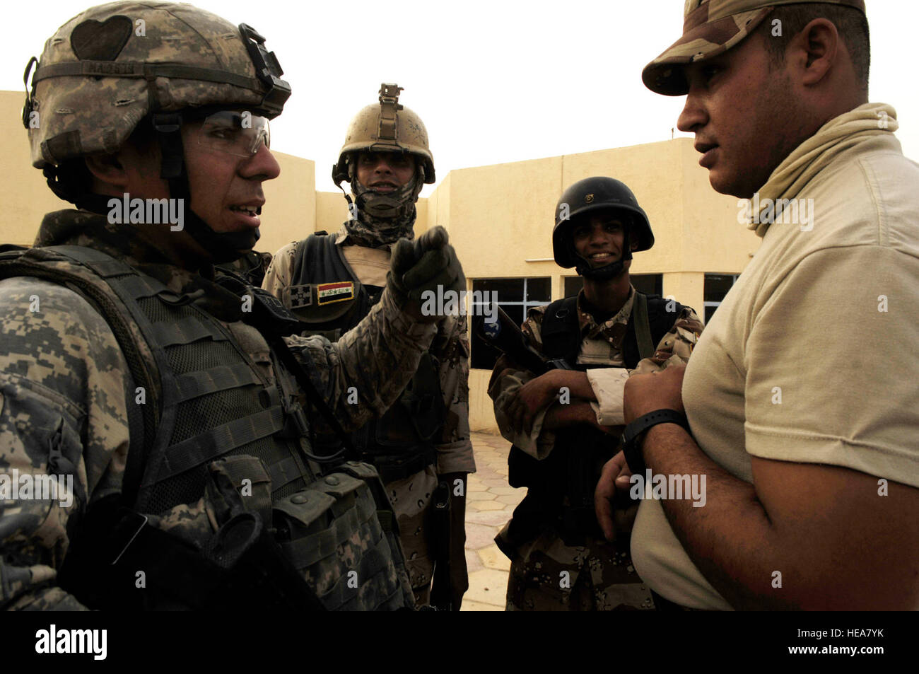 U.S. Army Spc. Rafael Machuca, native of Barstow, Calif., jokes along ...