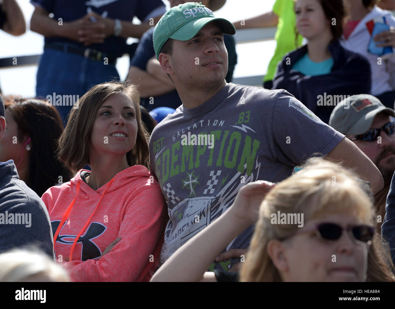Observers watch as the U.S. Air Force Thunderbirds perform during the ...