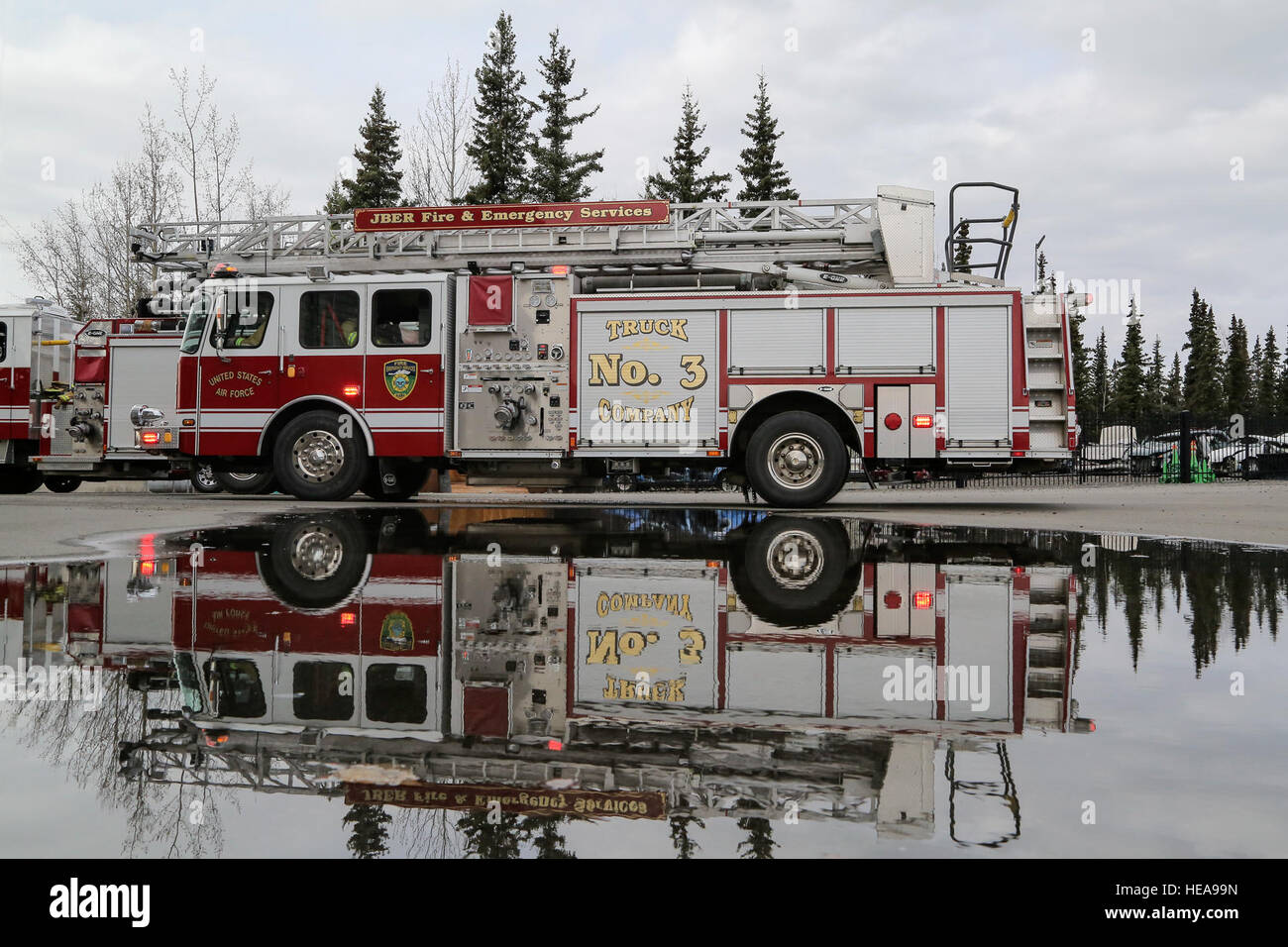 U.S. Air Force fire protection specialists assigned to the 673rd Civil