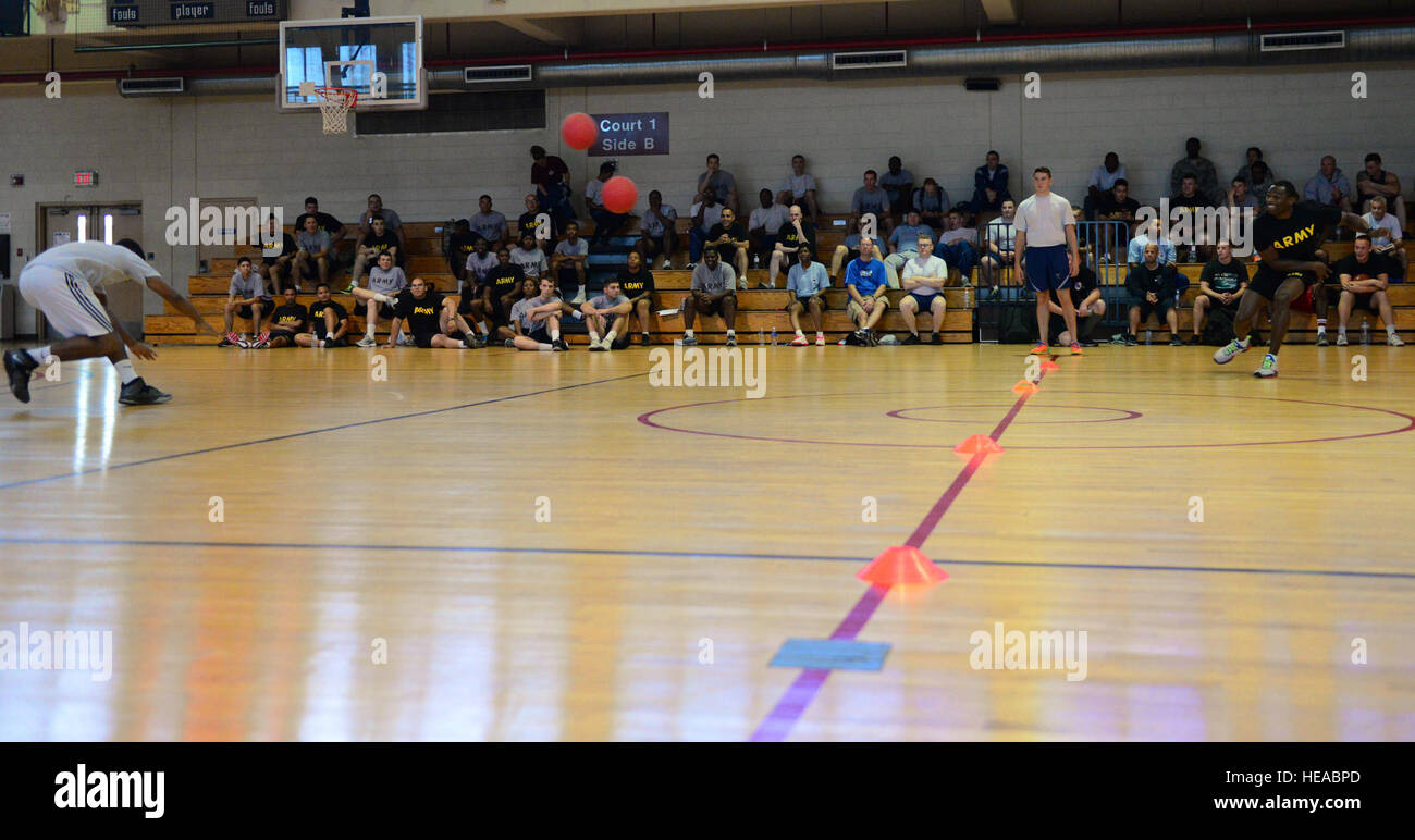 Soldiers and Airmen furiously compete for the title of dodgeball