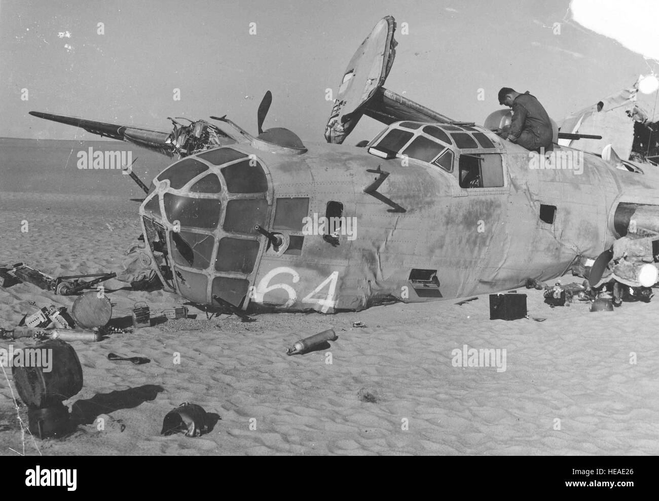 Nose view of Consolidated B24D "Lady Be Good" crash site. (U.S. Air Force photo Stock Photo Alamy