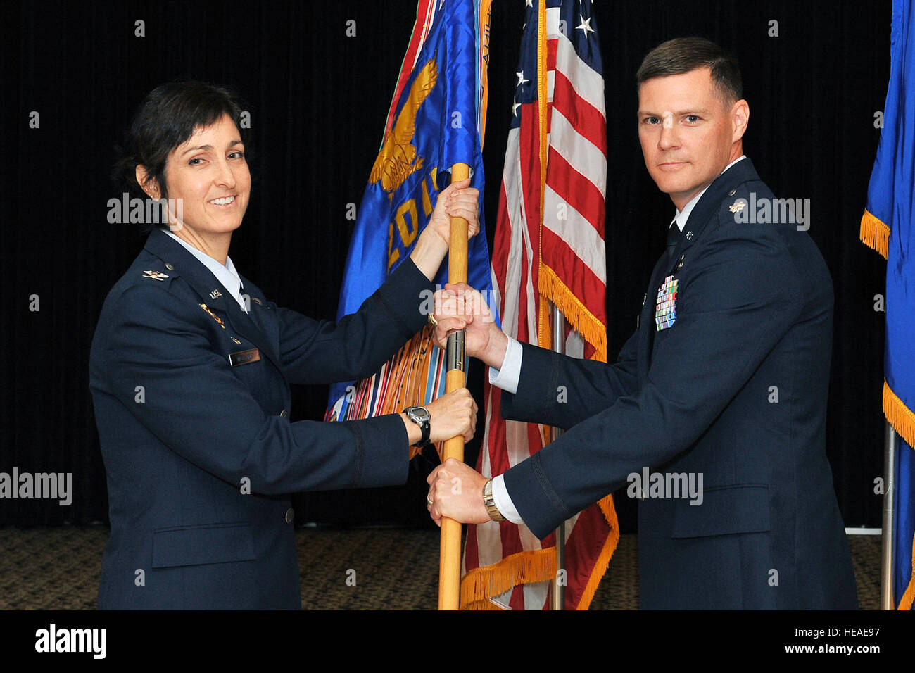 The 20th Intelligence Squadron conducts a change of command ceremony at ...