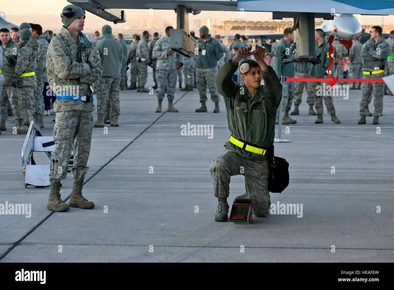Air Force Airmen conduct a quarterly weapons load competition at Nellis ...