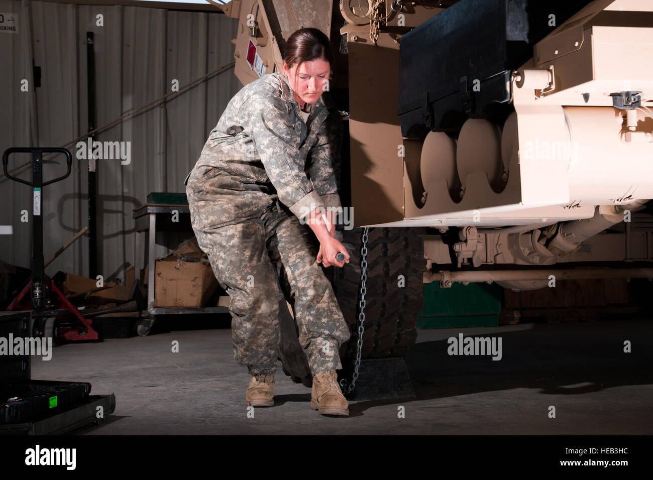 Ridgefield, Wash., resident Spc. Kristie Bell, a construction equipment