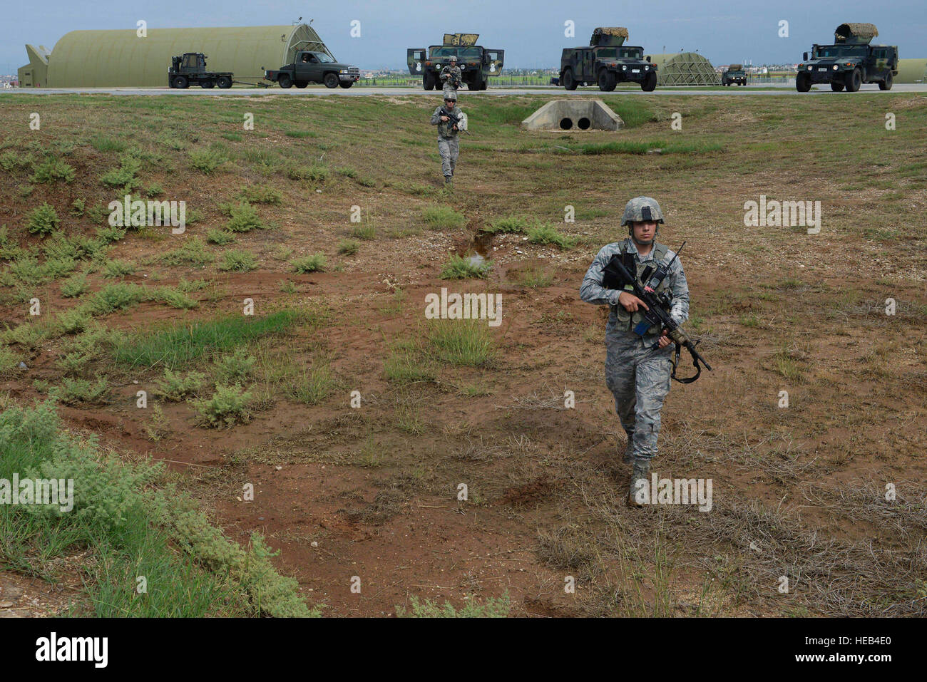 Airmen from the 39th Security Forces Squadron establish a security ...