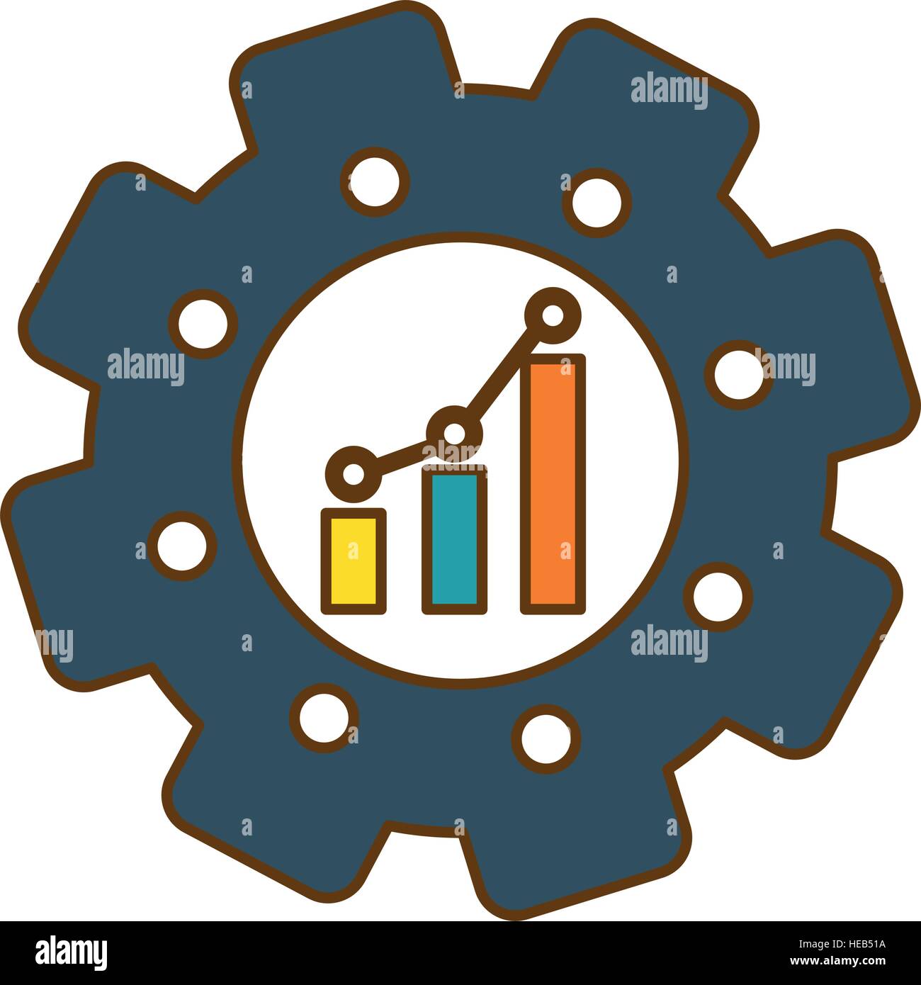 gear with graphic chart icon over white background. colorful design ...