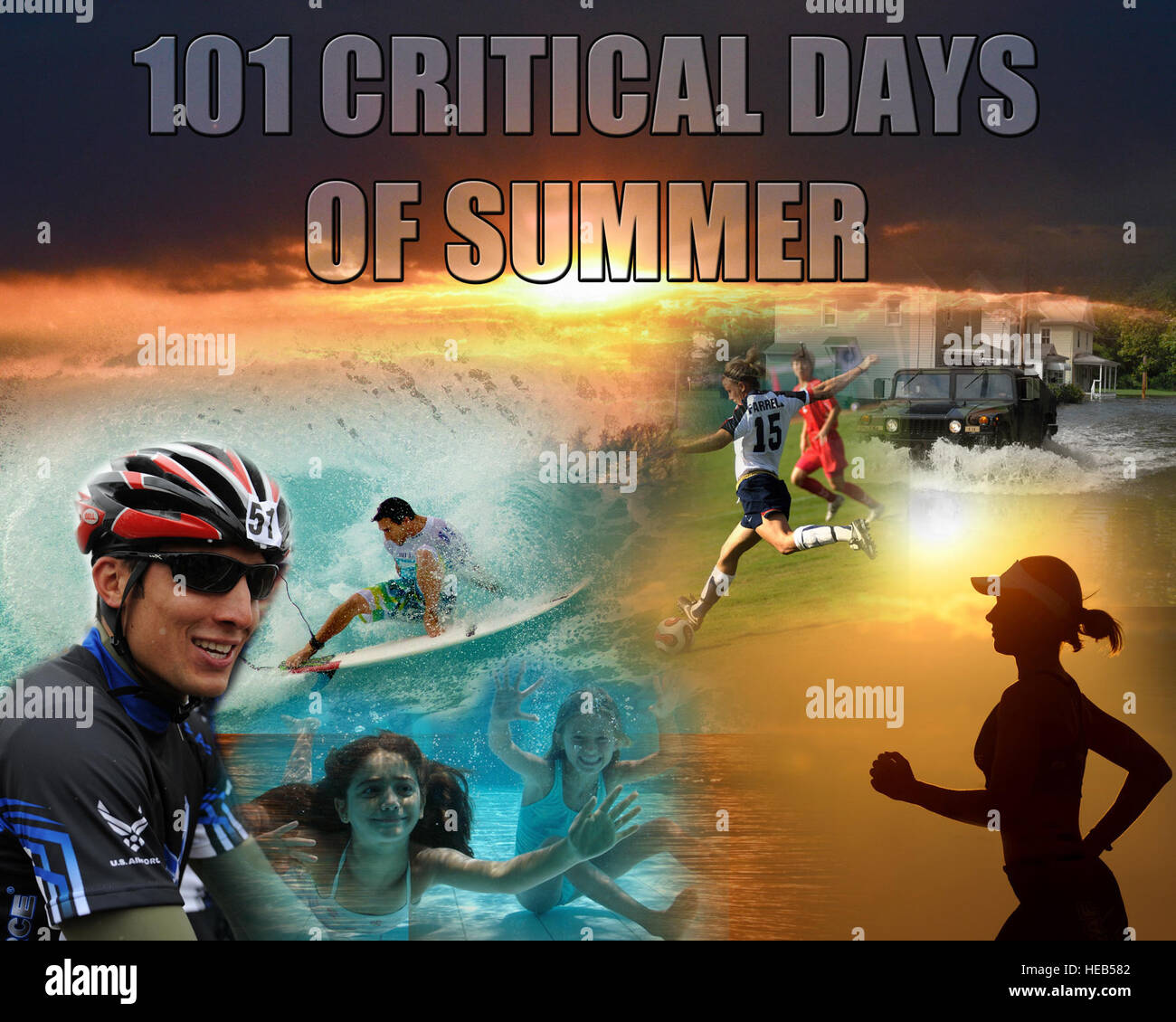 The '101 Critical Days of Summer' is a Department of Defense-wide annual initiative to raise awareness of the hazards during the summer season. The 1st Special Operations Safety Office wants everyone on Hurlburt to know how to stay safe this summer. Safety tips highlighting summer safety will be posted weekly during the campaign. (U.S. Air Force Graphic/Staff Sgt. John Bainter) Stock Photo