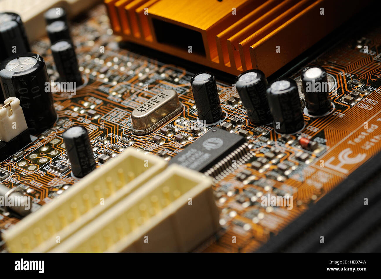 Close up of electronic board with circuits and components Stock Photo ...