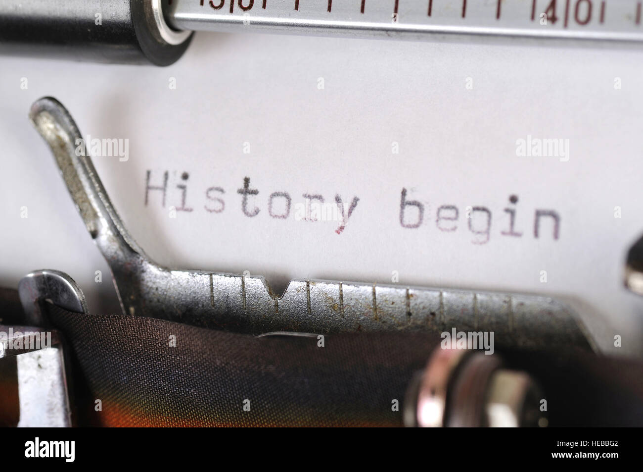 History Begin typed on the paper with old type writer Stock Photo