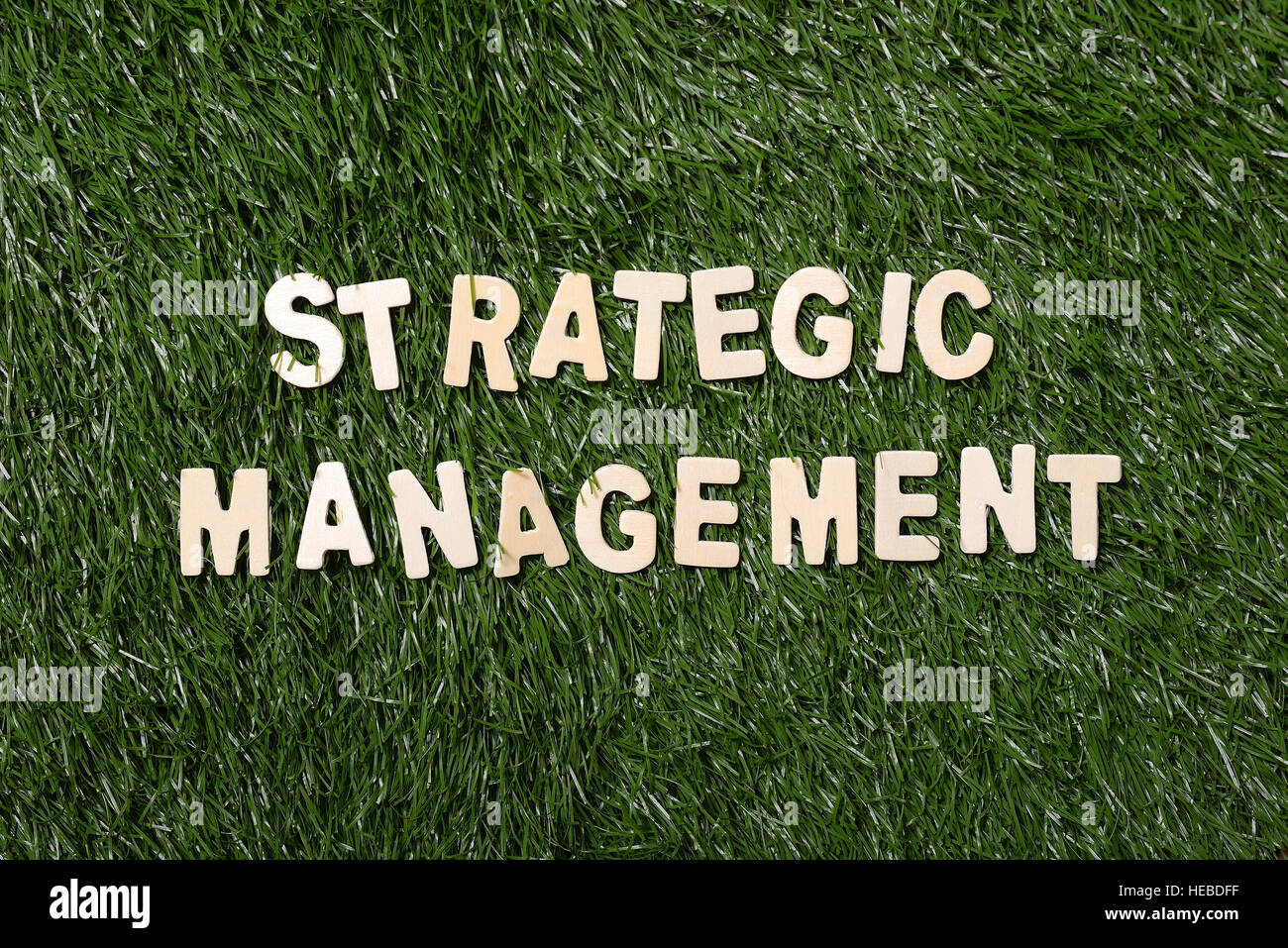 Strategic management wooden sign on green grass background Stock Photo ...