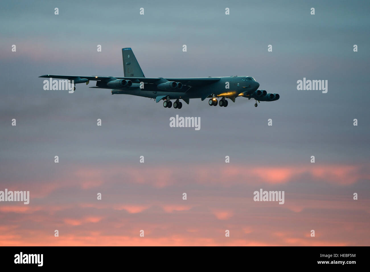 A B-52 Stratofortress from the 2nd Bomb Wing participates in Vigilant Shield 15 Oct. 24, 2014, at 5 Wing Goose Bay, Newfoundland and Labrador, Canada. The Vigilant Shield field training exercise is a bi-national North American Aerospace Defense Command exercise that provides realistic training and practice for American and Canadian forces. NORAD ensures U.S. and Canadian air sovereignty through a network of alert fighters, tankers, airborne early warning aircraft, and ground-based air defense assets cued by interagency and defense surveillance radars. (U.S. Air Force photo/Senior Airman Justin Stock Photo