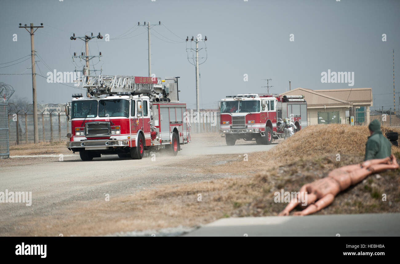 Firefighters from the 8th Civil Engineer Squadron fire department and