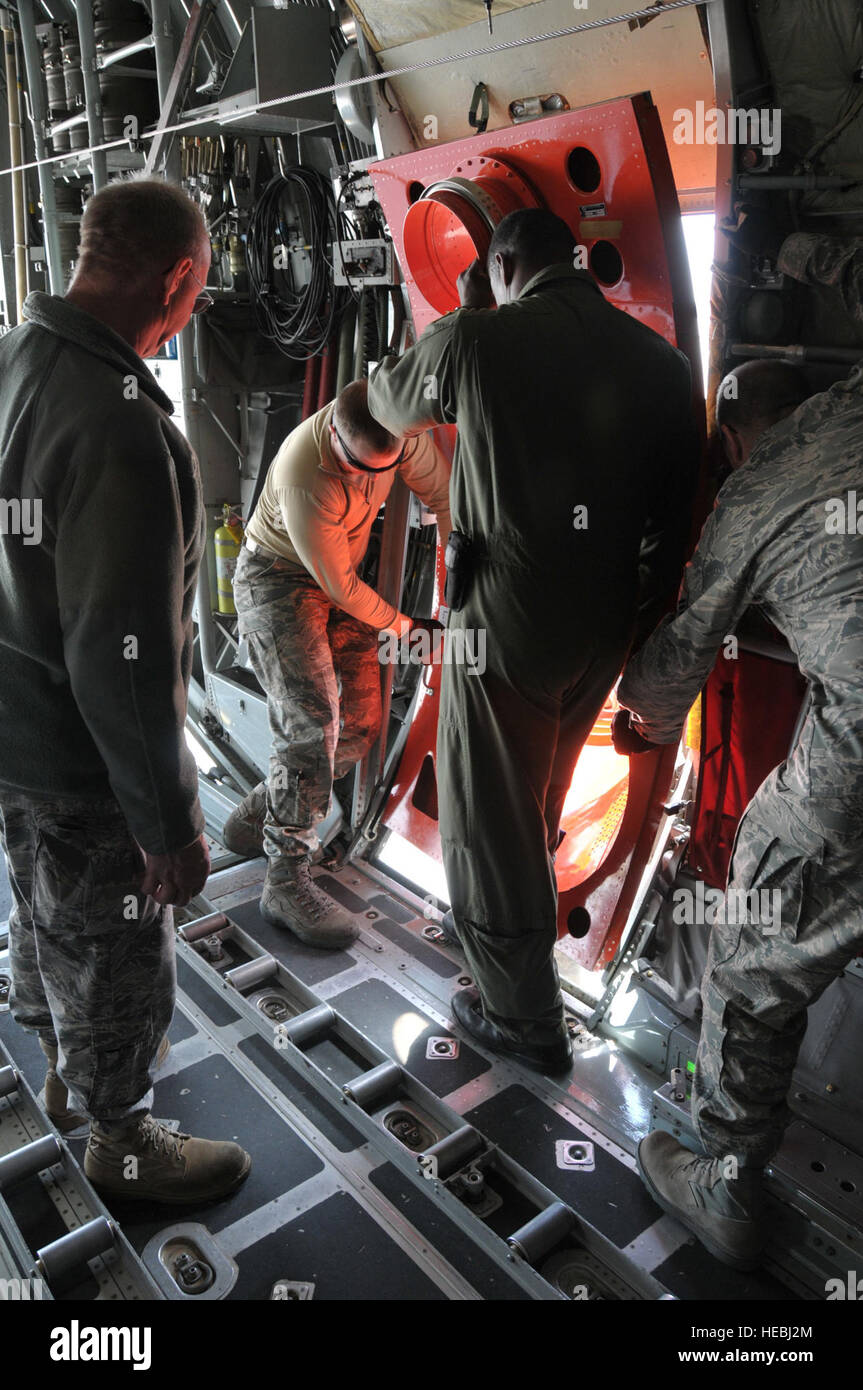 Members of the 153rd Airlift Wing, Wyoming Air National Guard, begin