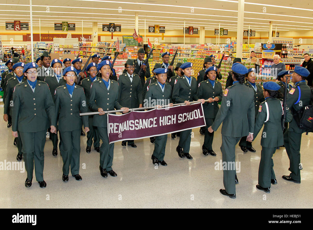 Members of the Detroit Renaissance High School Junior Reserve Officers