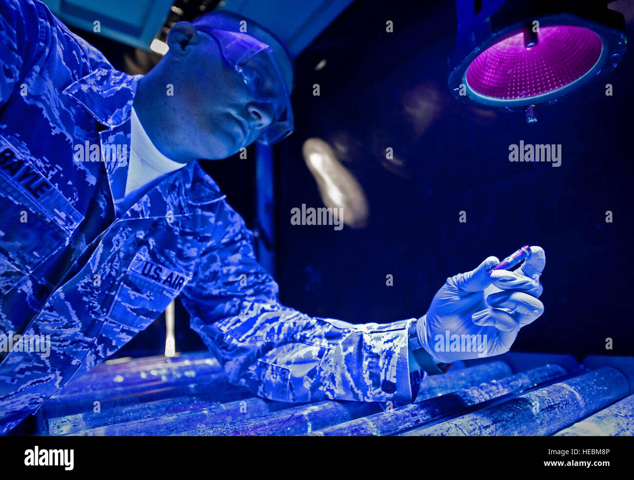 Air Force maintenance personnel conduct nondestructive inspections on ...