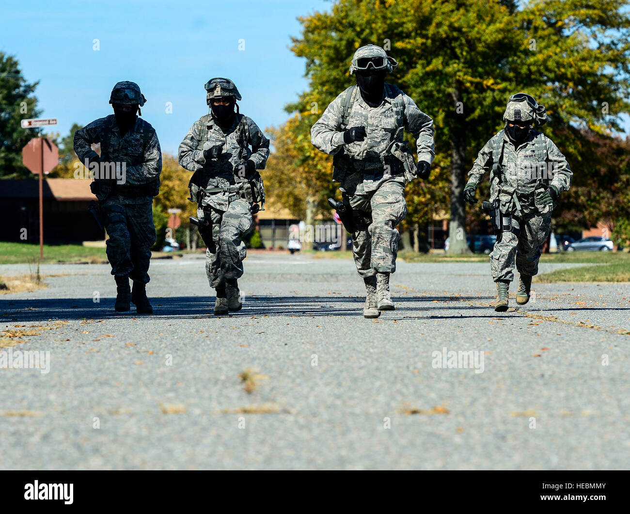 A U.S. Air Force fire team from the 633rd Security Forces Squadron ...