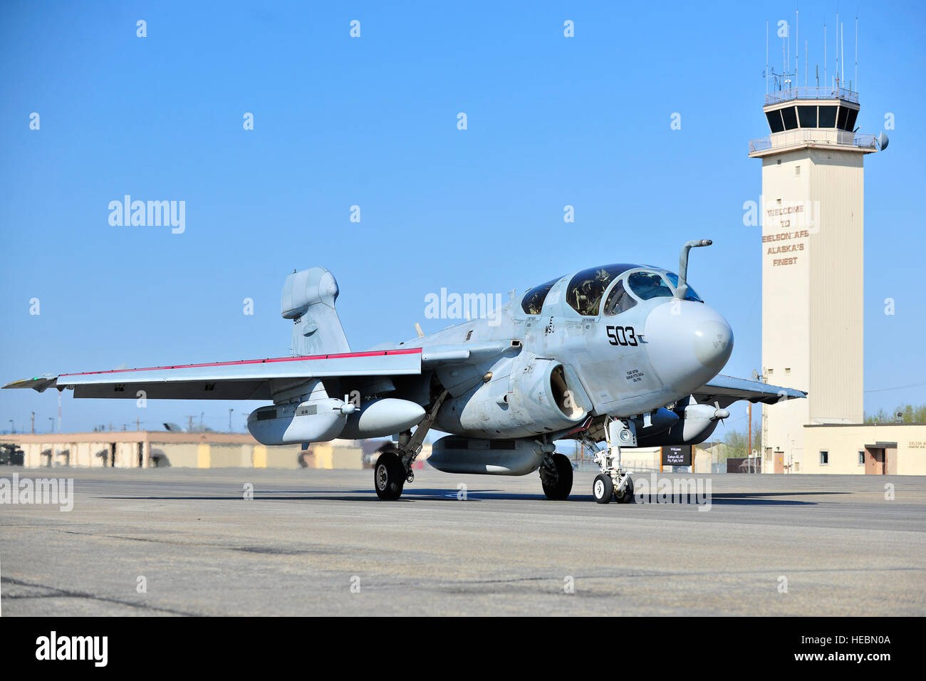 A U.S. Navy EA6B Prowler assigned to Electronic Attack Squadron 142