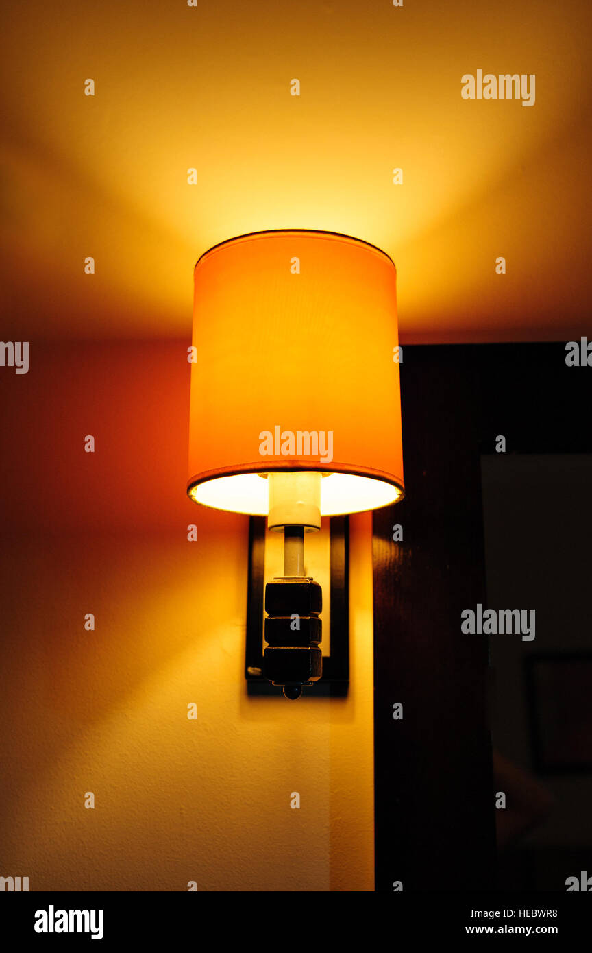 beautiful Wall lamp in the bedroom Stock Photo