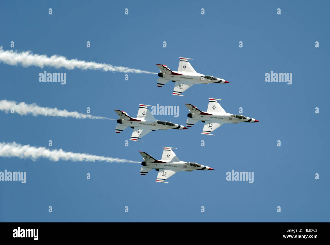 The U.S. Air Force "Thunderbirds", perform the Diamond Roll during OC