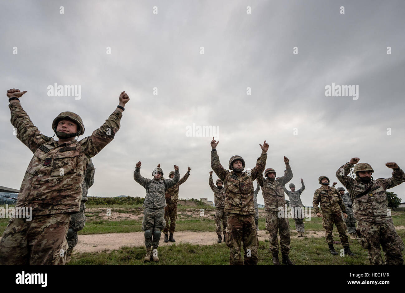 U.S. Army and Italian soldiers conduct pre-jump safety simulations ...