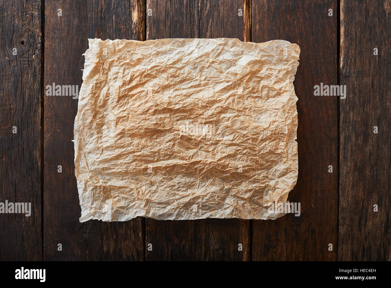 Paper on vintage wooden table - background Stock Photo