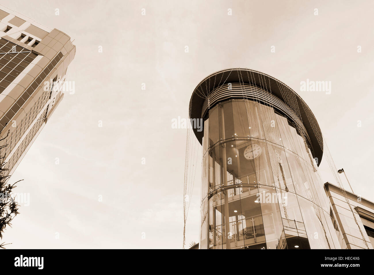 Clock and tower Blackburn shopping mall Stock Photo Alamy