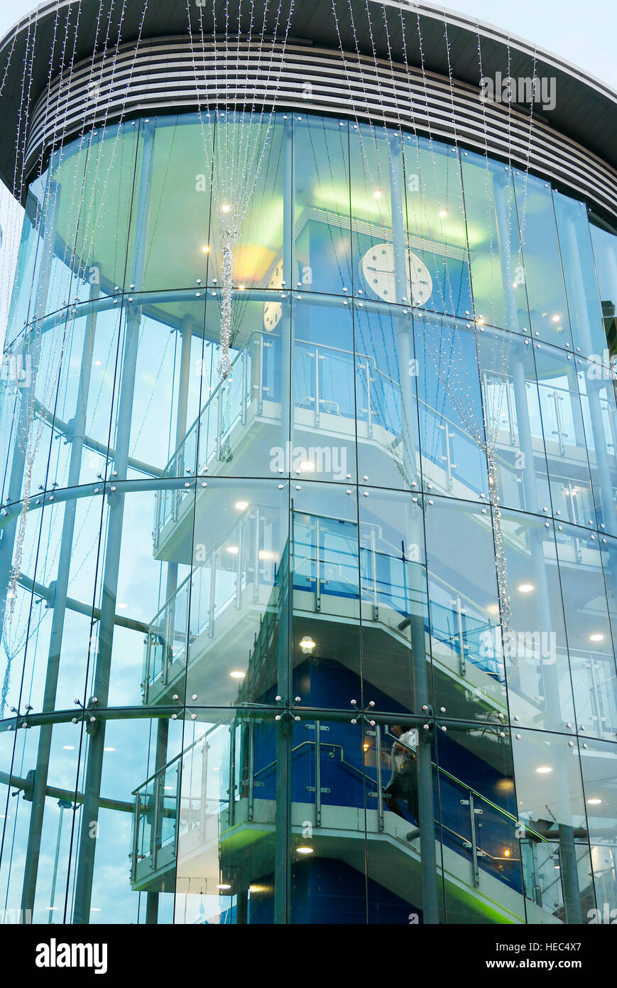 Clock and tower Blackburn shopping mall Stock Photo Alamy