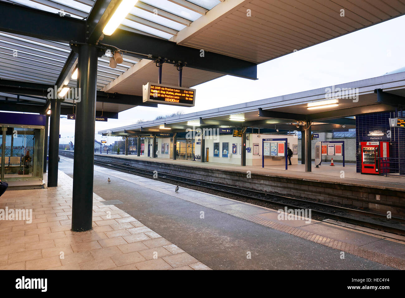 Blackburn railway station at dusk Stock Photo