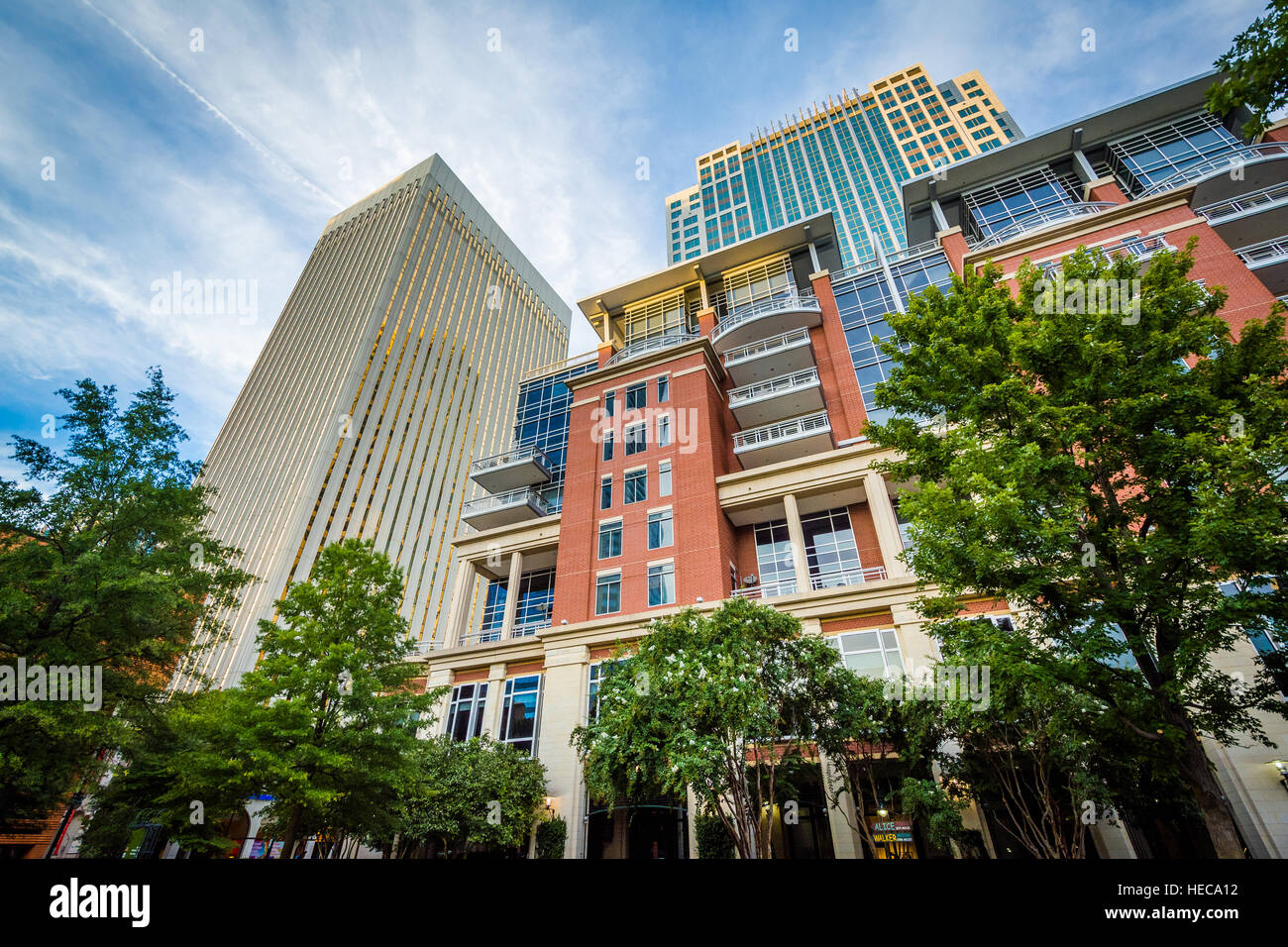Buildings at The Green in Uptown Charlotte, North Carolina Stock Photo
