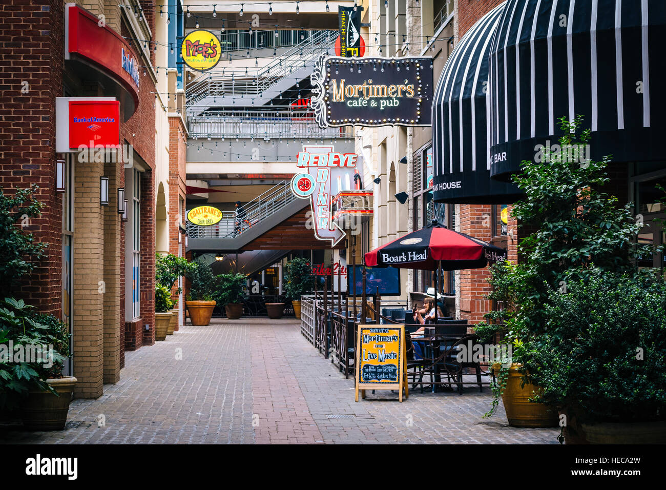 Businesses at the Epicenter, in Uptown Charlotte, North Carolina Stock