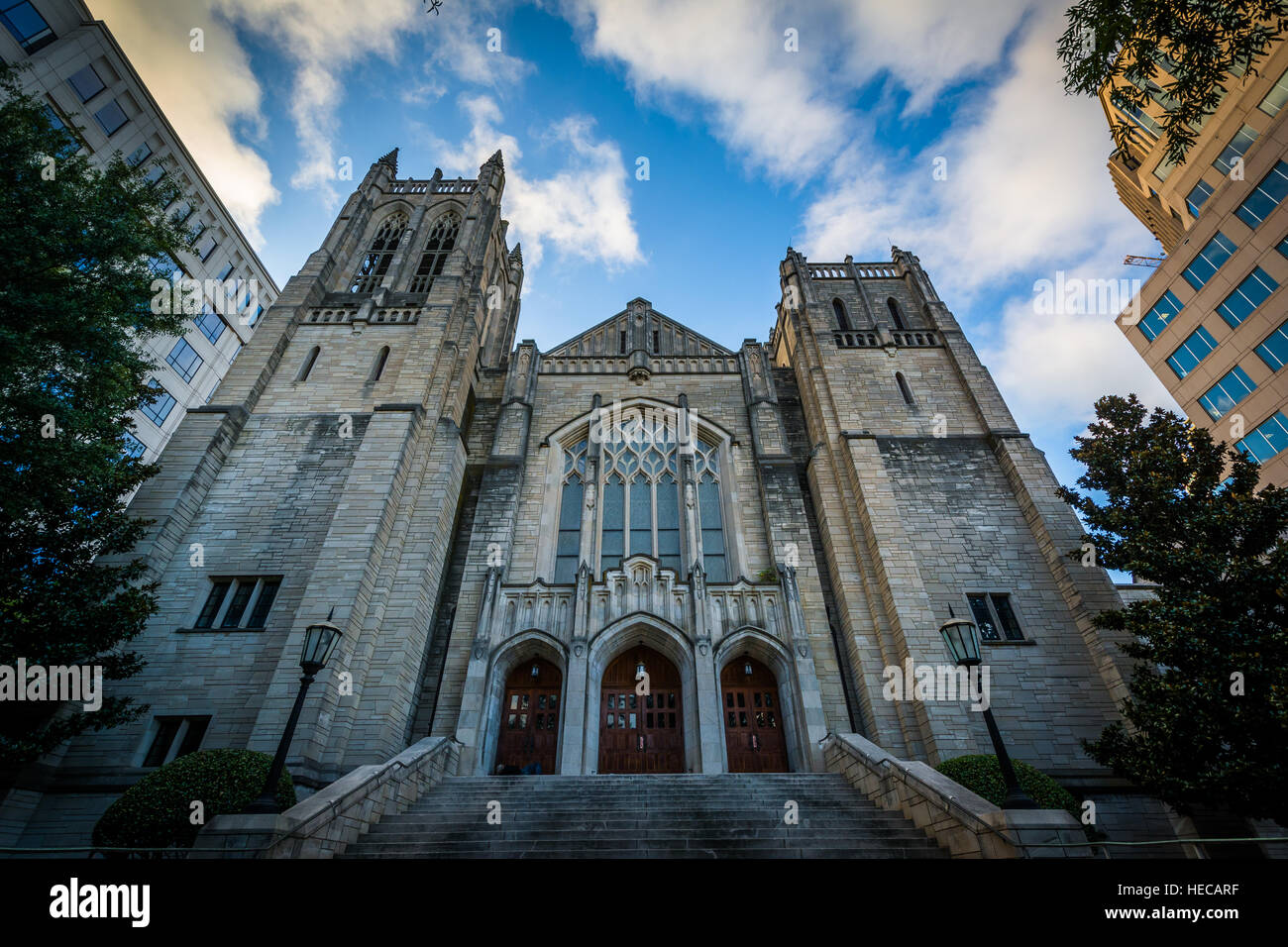 First United Methodist Church, in Uptown Charlotte, North Carolina. Stock Photo