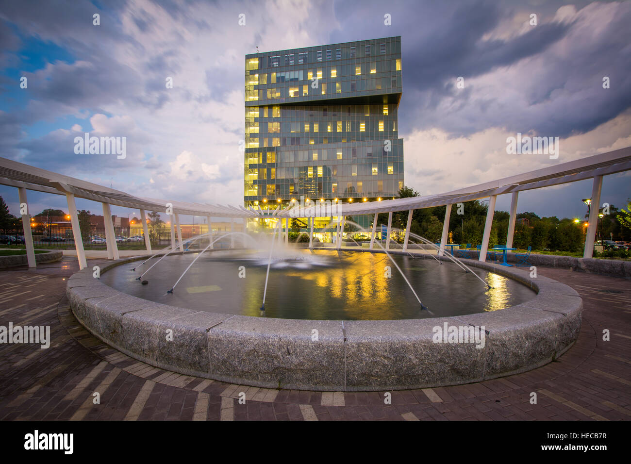 Fountains at First Ward Park, in Uptown Charlotte, North Carolina Stock