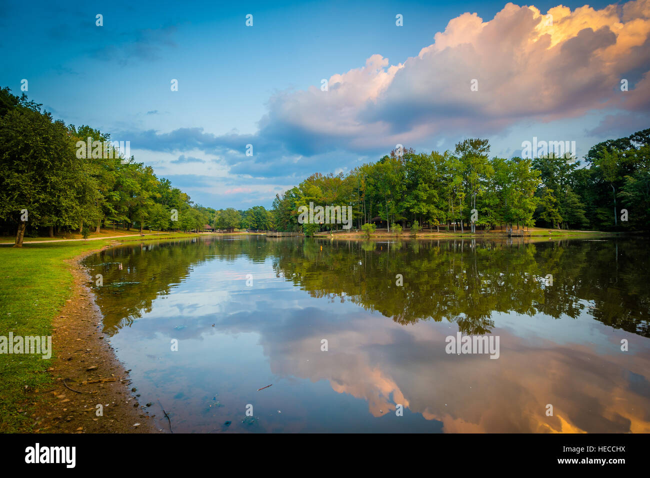 Lake at sunset, at Park Road Park, in Charlotte, North Carolina Stock Photo Alamy