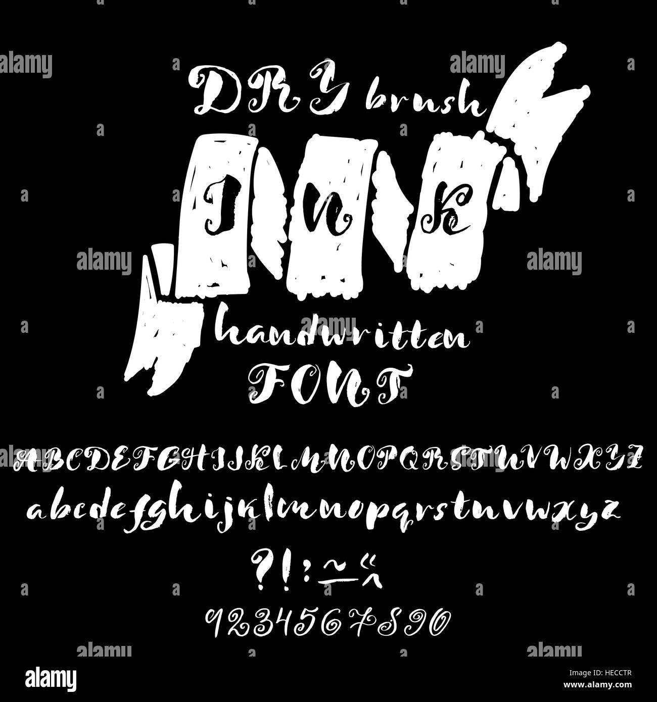 Hand drawn font made by dry brush strokes. Grunge style alphabet ...