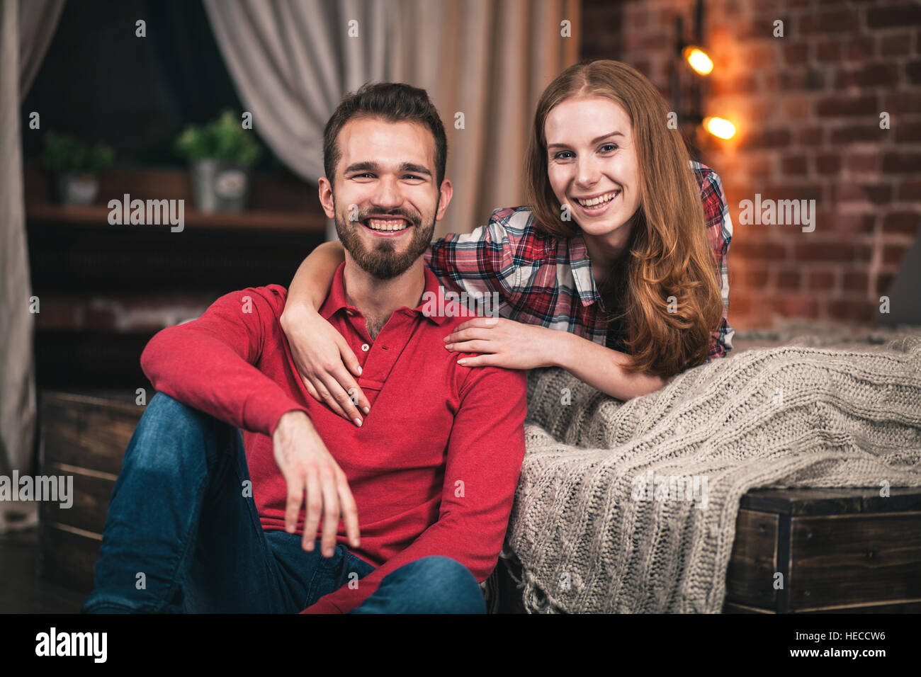 Young couple at home Stock Photo