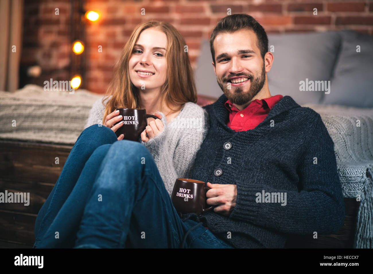 Young couple at home Stock Photo