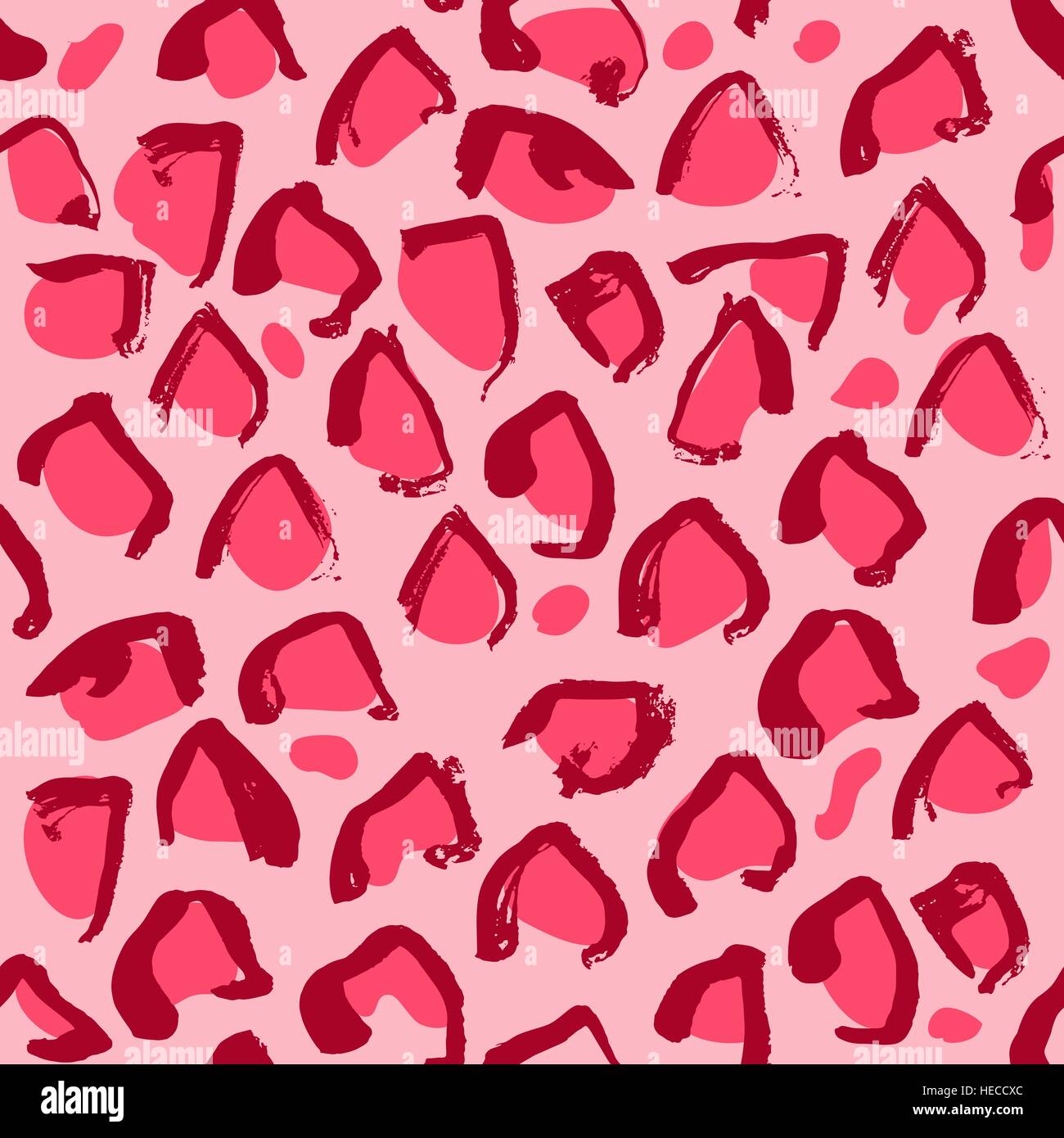 Vector illustration leopard print seamless pattern. Pink hand drawn ...