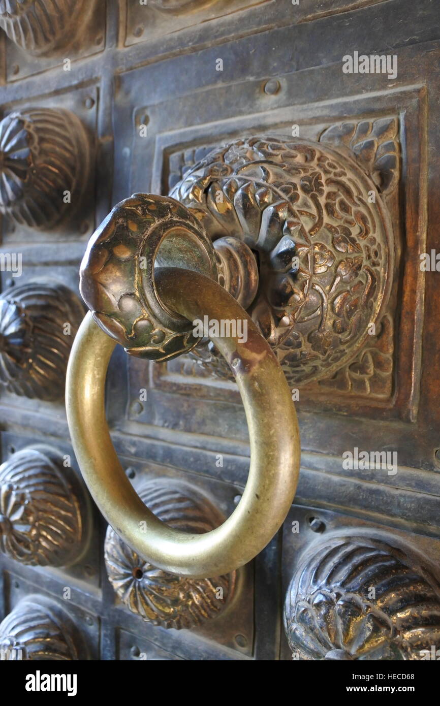 Door, Knock, Handle, Patan Durbar Square, Kathmandu, Nepal Stock Photo