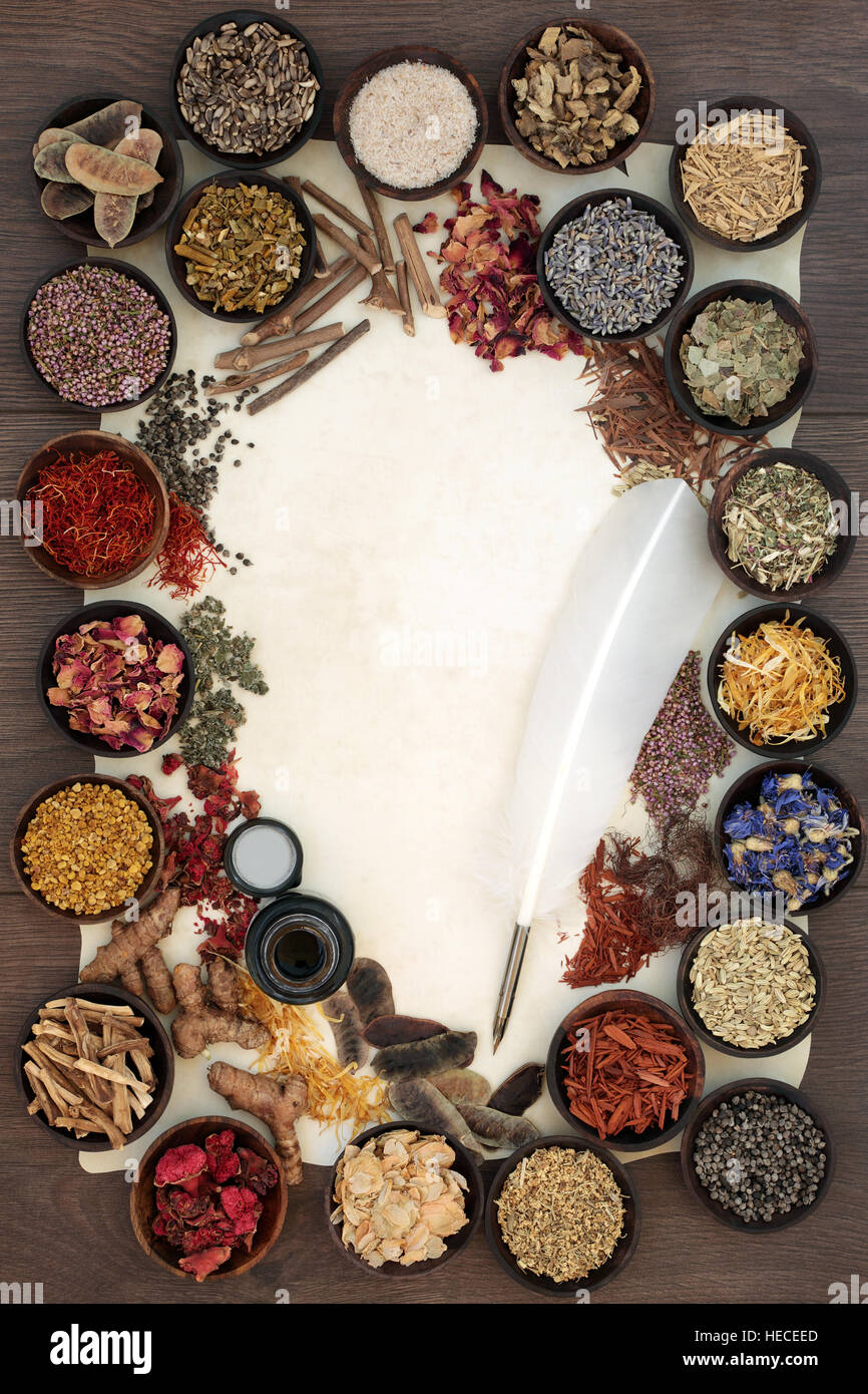 Natural healing herb and flower collection used in alternative herbal