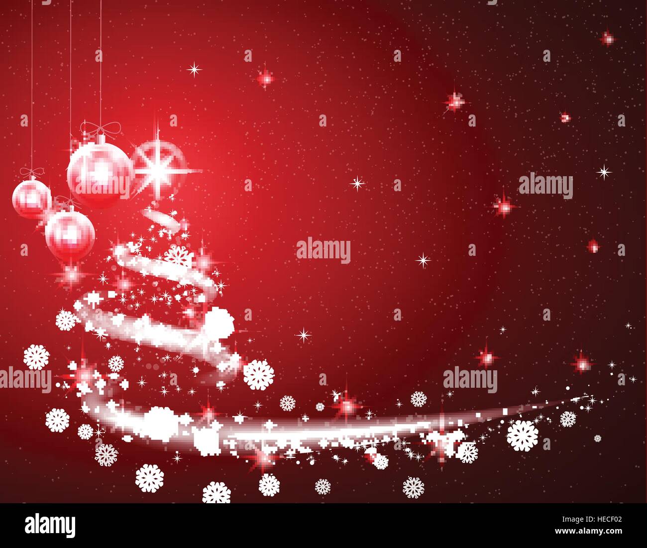 Red Christmas background with blizzard and stars Stock Vector