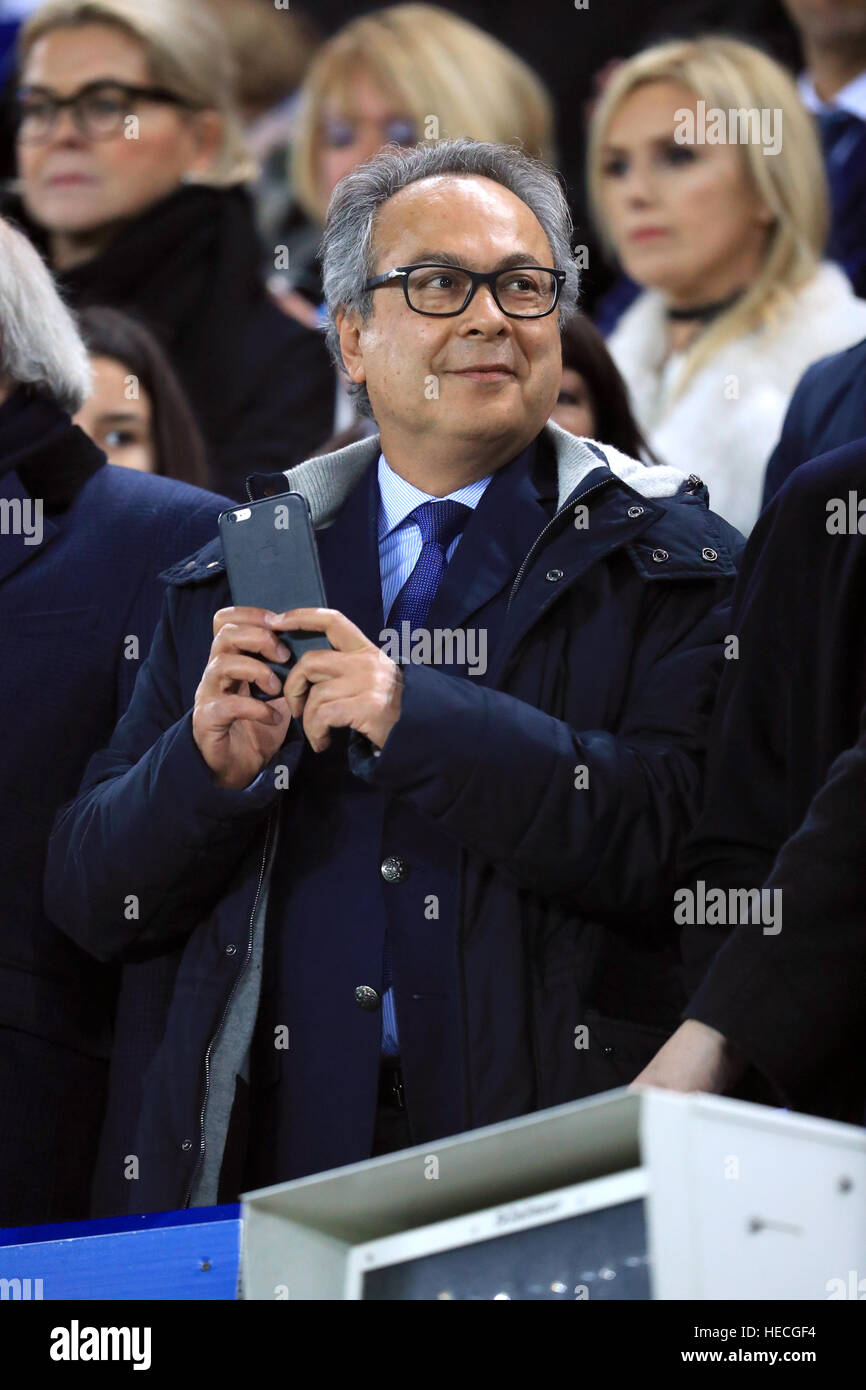 New Everton Chairman Farhad Moshiri in the stands during the Premier League match at Goodison Park, Liverpool. Stock Photo