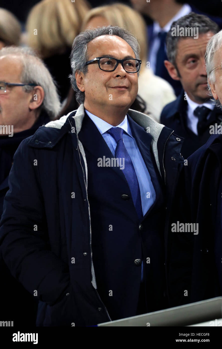 New Everton Chairman Farhad Moshiri in the stands during the Premier League match at Goodison Park, Liverpool. Stock Photo